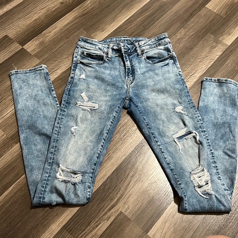 Men’s American Eagle Distressed Stacked Skinny Jeans